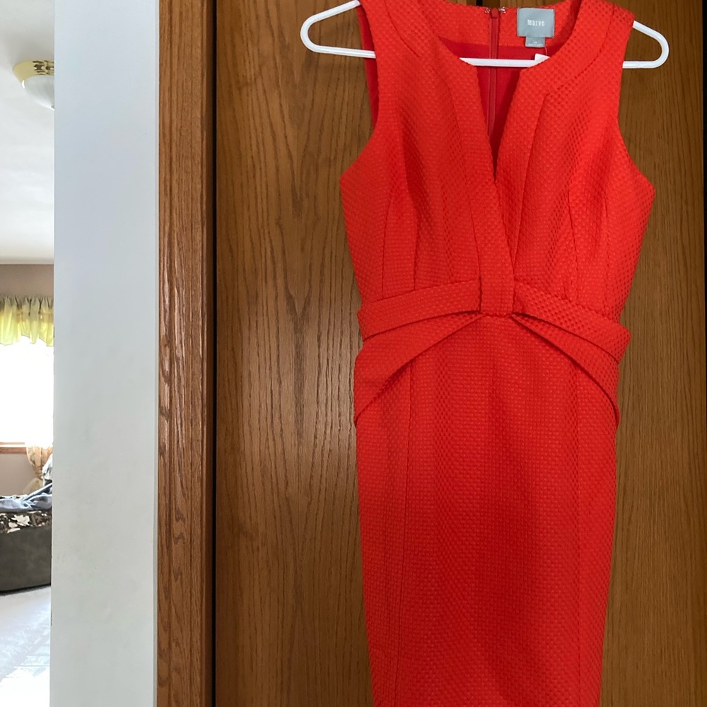 NWT Anthropologie Cross Front Sheath Dress Red Sz4 Petite Mini Host Pick twice - Picture 4 of 12